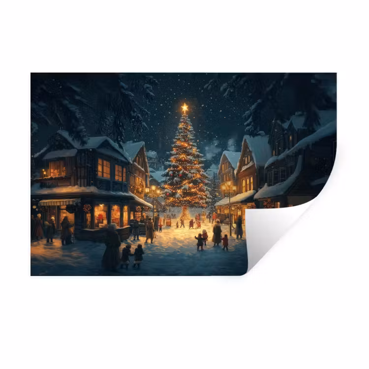 Muursticker - Kerstfeest - Dorp - Donker — 1