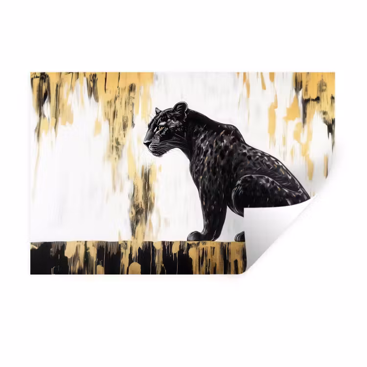 Muursticker - Panter - Zwart - Abstract - Goud — 1