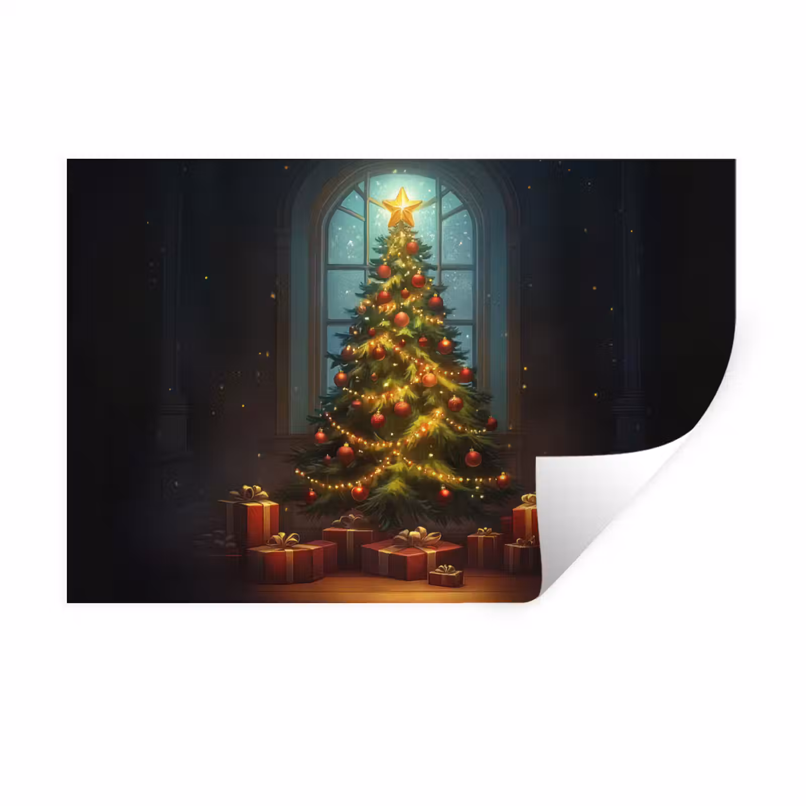 Muursticker - Kerstboom - Cadeau - Kerst - Winter — 1