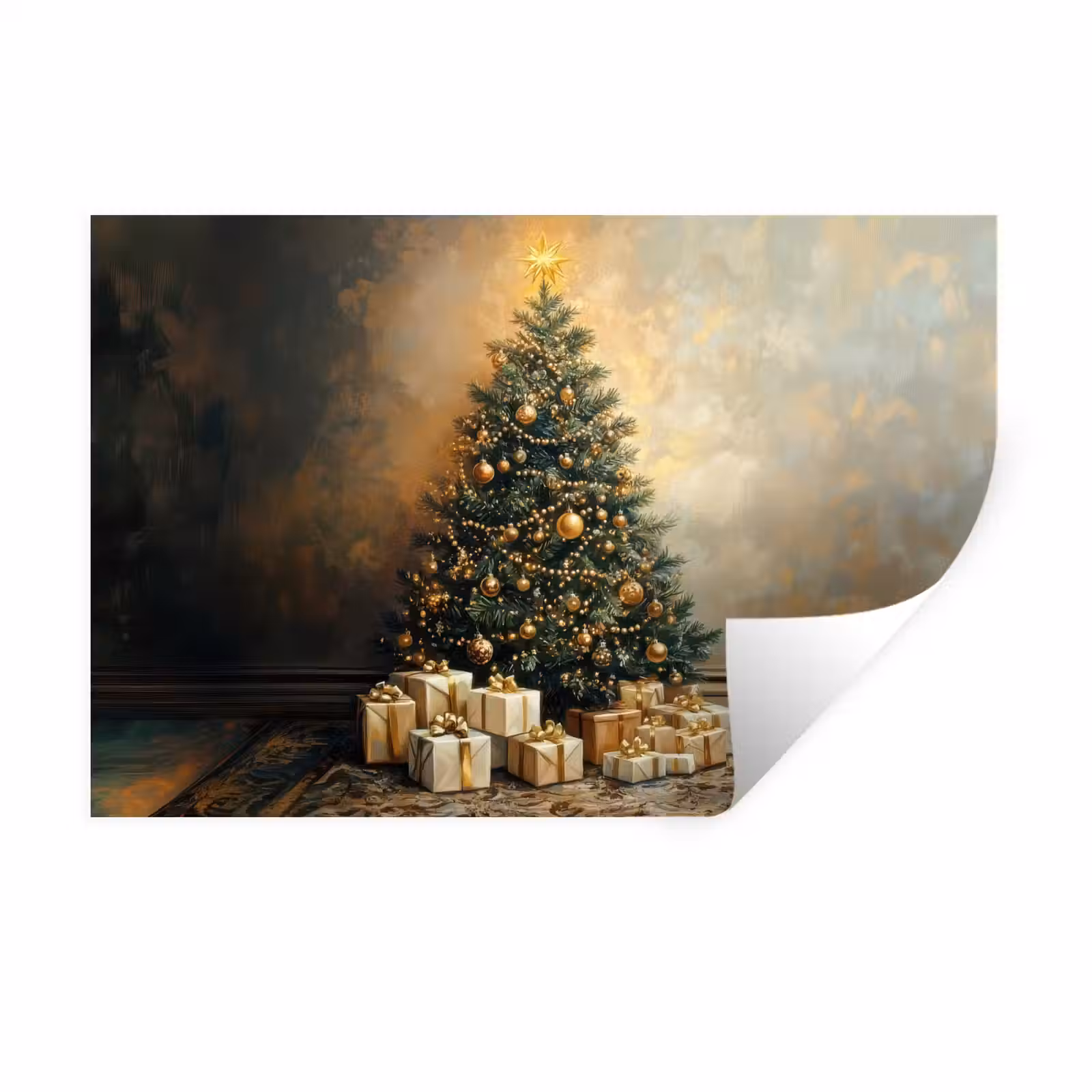 Muursticker - Kerstboom - Cadeaus - Goud — 1