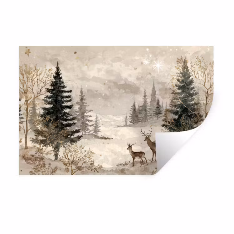 Muursticker - Bos - Herten - Winter - Sneeuw — 1