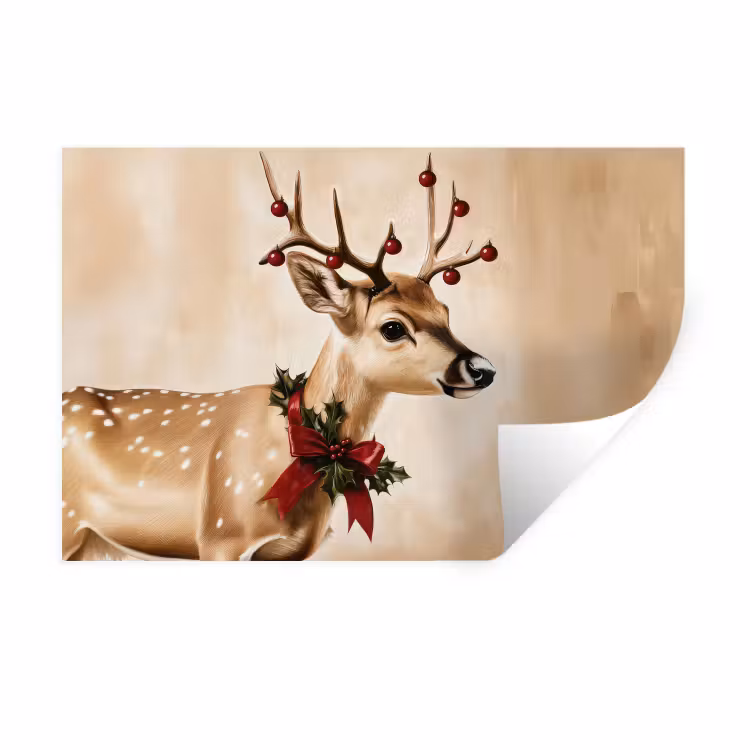 Muursticker - Gewei - Kerst - Rendier - Rood — 1