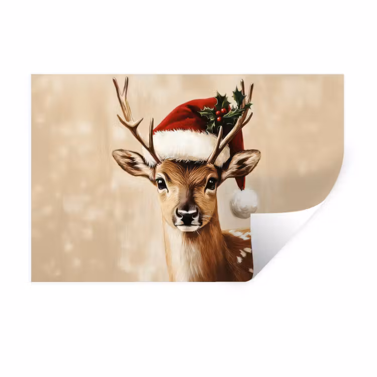 Muursticker - Kerst - Hert - Gewei - Rood — 1