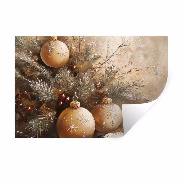 Muursticker - Kerst - Kerstballen - Beige - Goud — 1