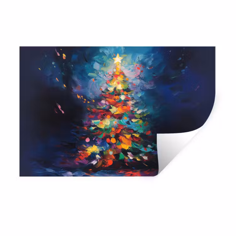 Muursticker - Kerstboom - Kerst - Abstract - Kleurrijk — 1