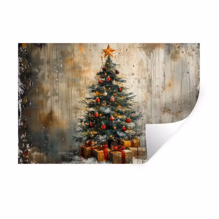 Muursticker - Kerstboom - Vintage - Kerst - Cadeau — 1