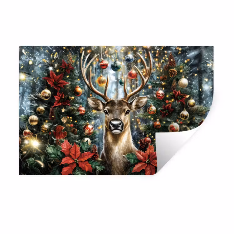 Muursticker - Kerstfeest - Dennenbos - Rood — 1