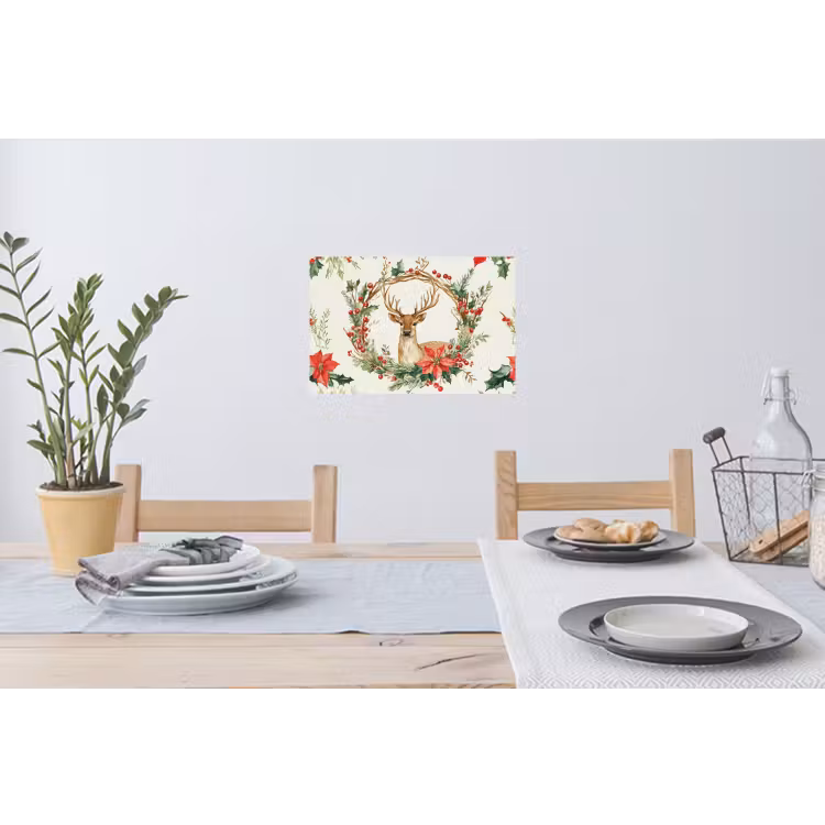 Muursticker - Kerstkrans - Hert - Hulst - Rood — 3
