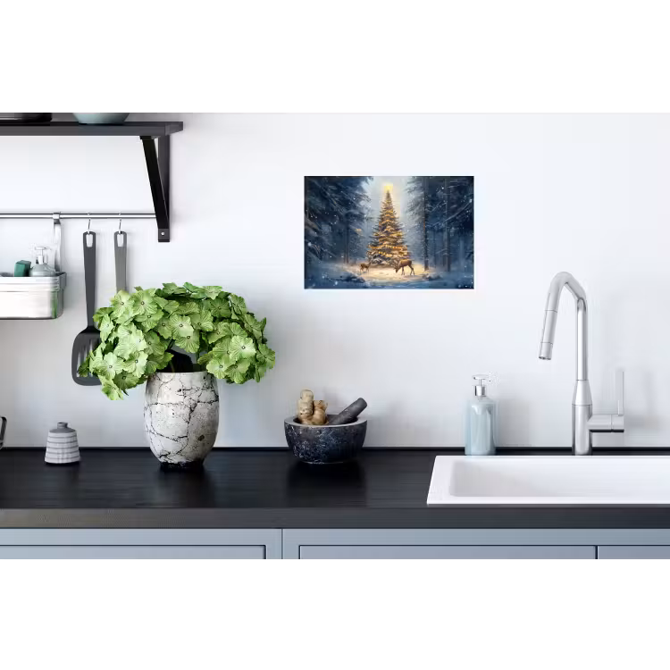 Muursticker - Kerstlicht - Woud - Hert - Donker — 2