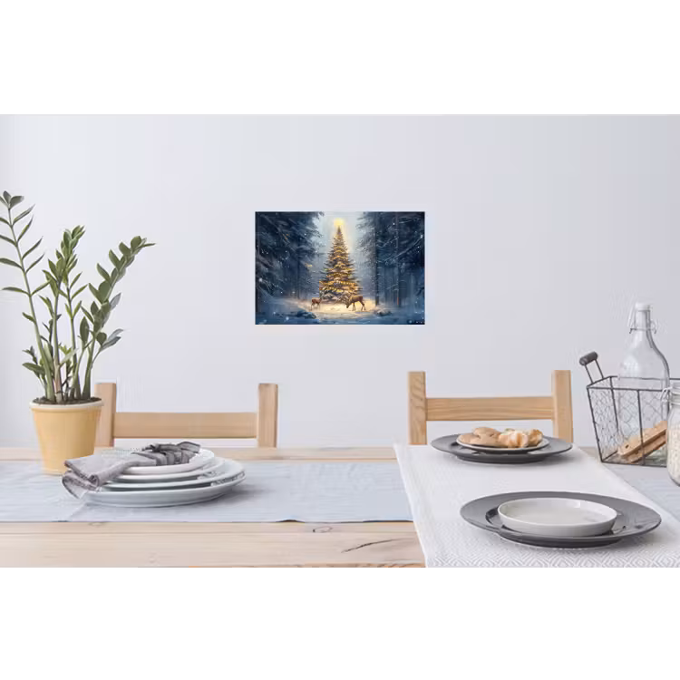 Muursticker - Kerstlicht - Woud - Hert - Donker — 3