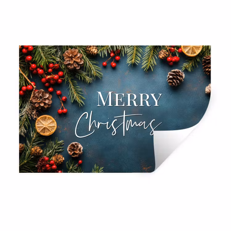 Muursticker - Merry Christmas - Blauw - Kerst - Winter — 1