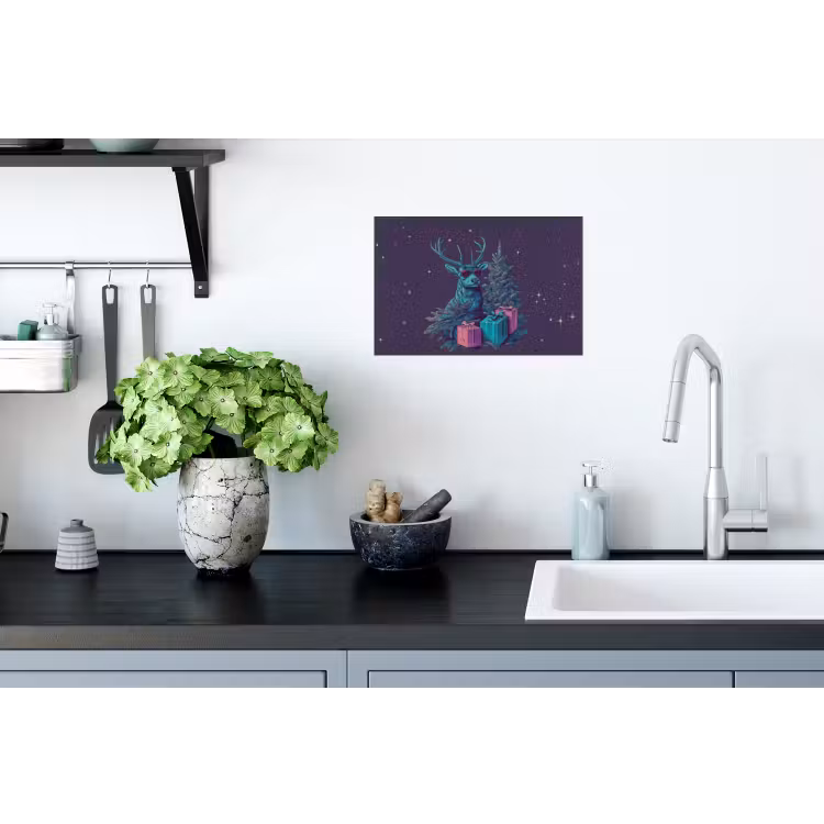 Muursticker - Rendier - Zonnebril - Neon - Kerstboom — 2