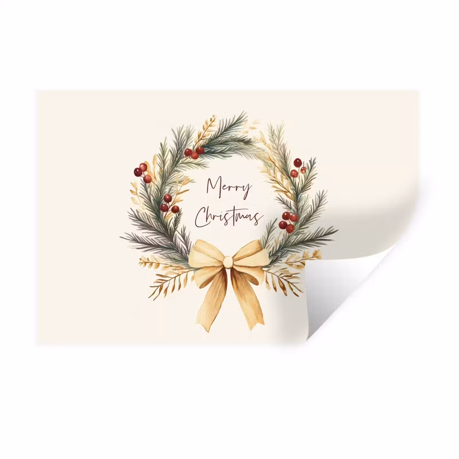 Muursticker - Kerstkrans - Kerst - Goud - Beige — 1