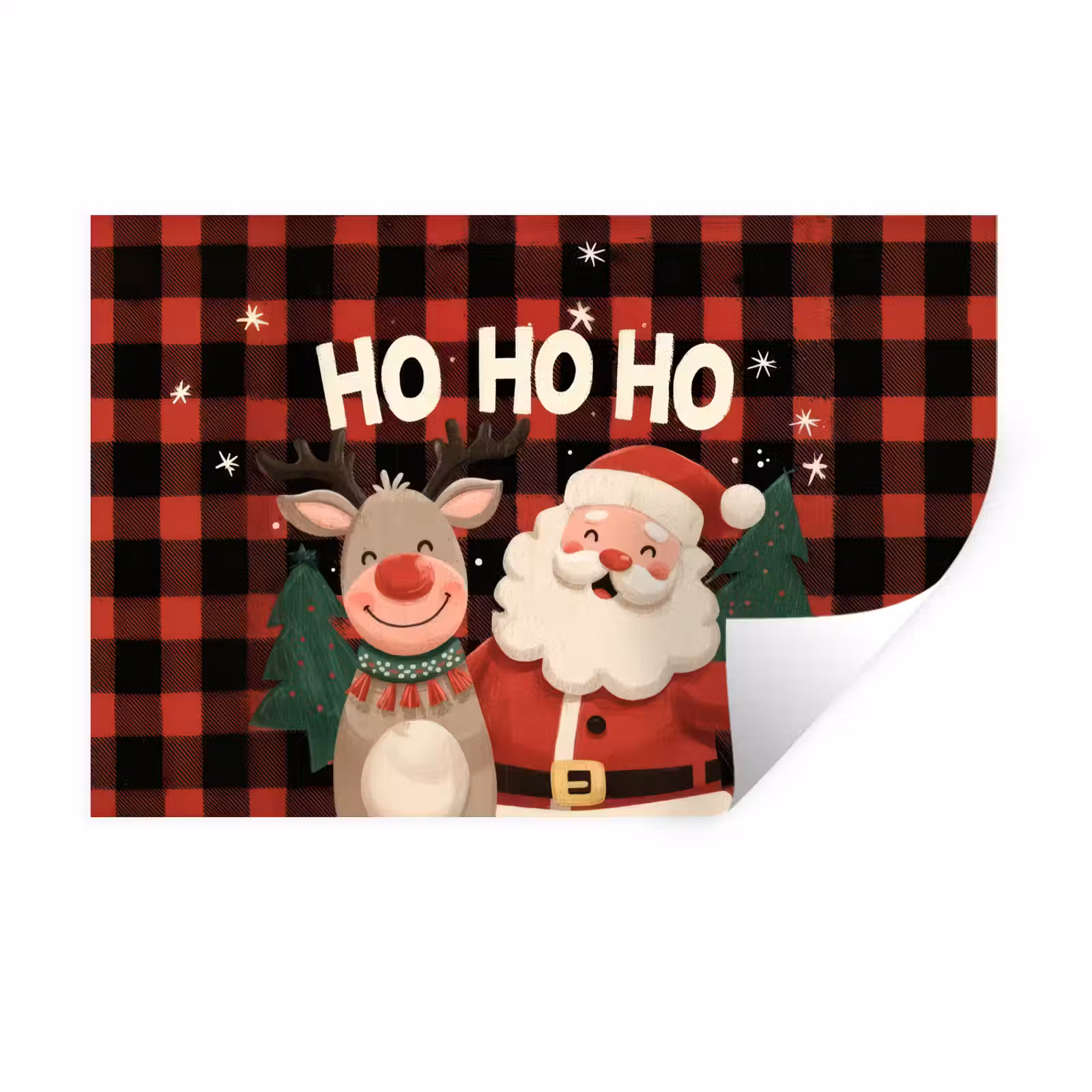 Muursticker - Kerstman - Rendier - Tekst - Rood - Zwart — 1