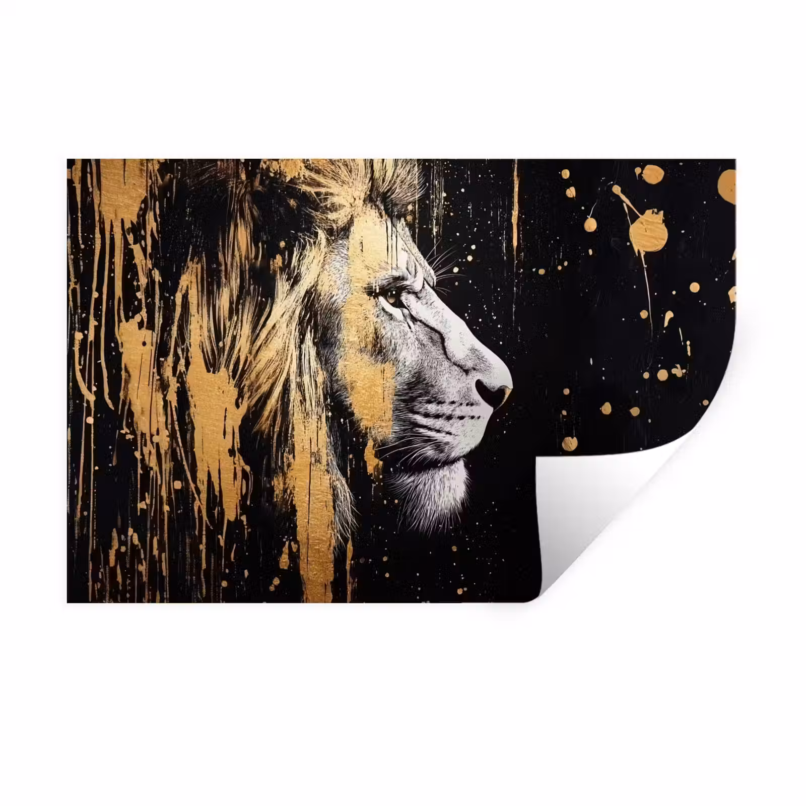Muursticker - Portret - Leeuw - Abstract - Goud — 1