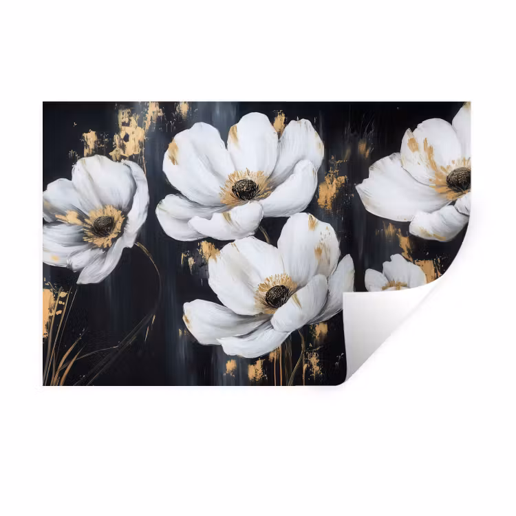 Muursticker - Bloemen - Wit - Abstract — 1