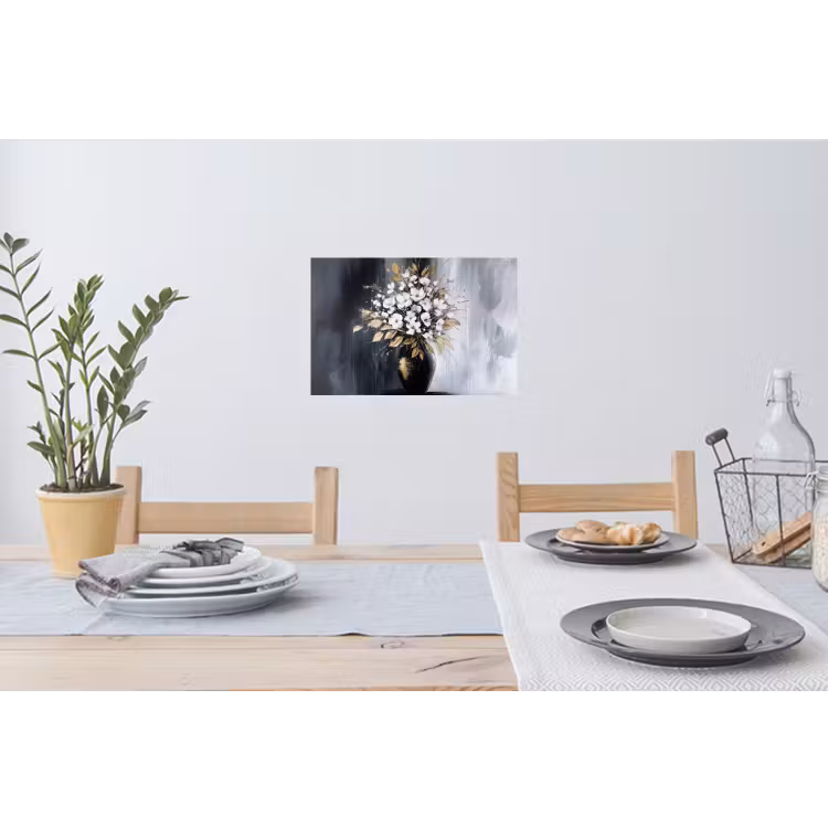 Muursticker - Bloemen - Wit - Vaas - Abstract — 3