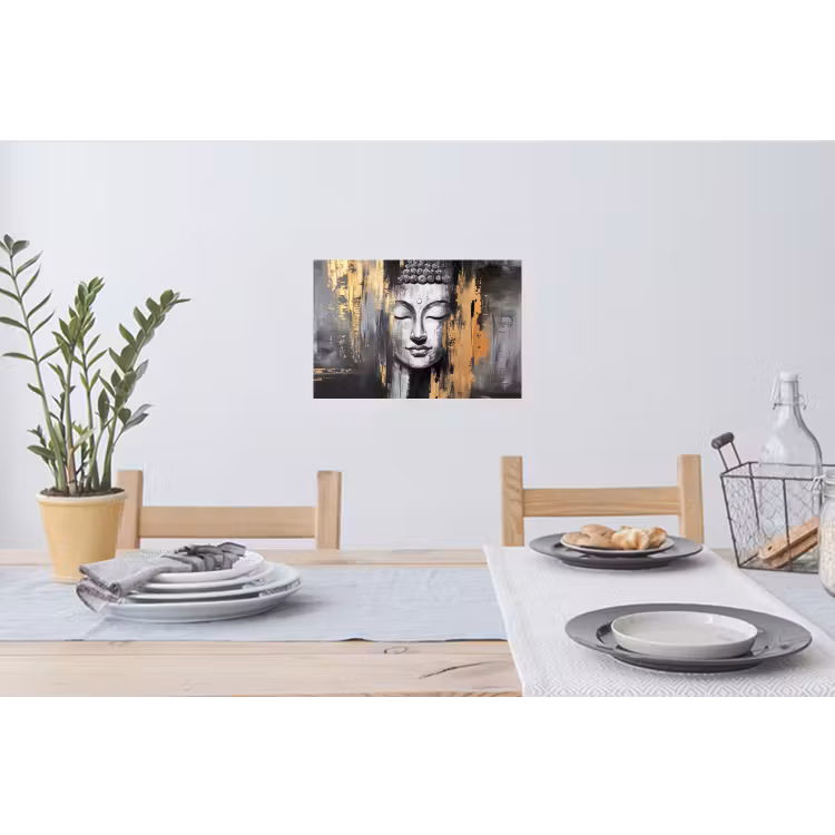 Muursticker - Boedhha - Penseelstreken - Goud - Abstract — 3
