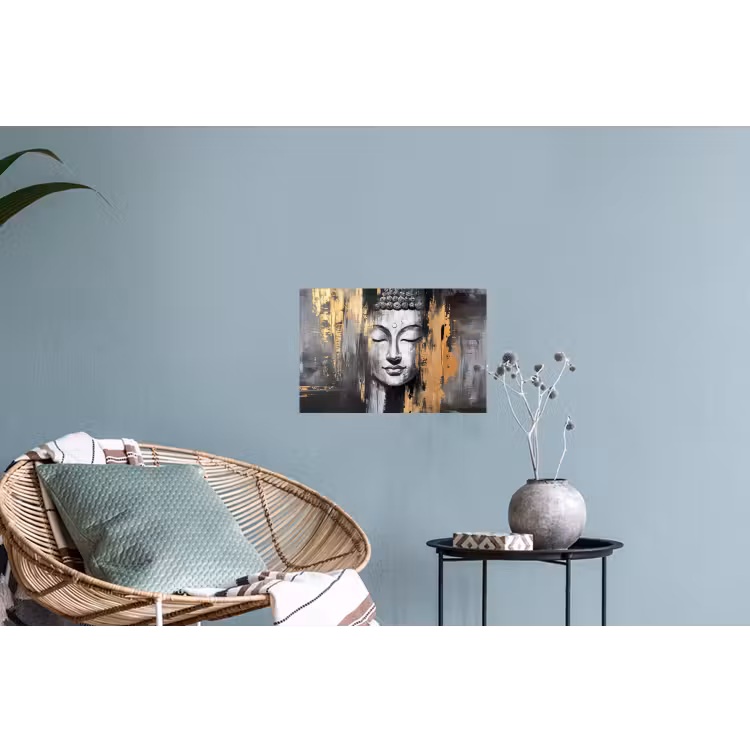 Muursticker - Boedhha - Penseelstreken - Goud - Abstract — 4