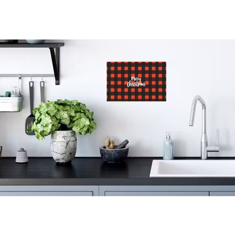 Muursticker - Geruit - Rood - Tekst - Christmas — 2