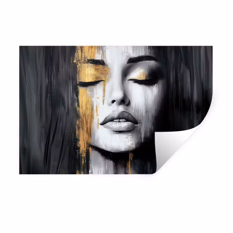 Muursticker - Gezicht - Vrouw - Penseelstreken - Abstract — 1