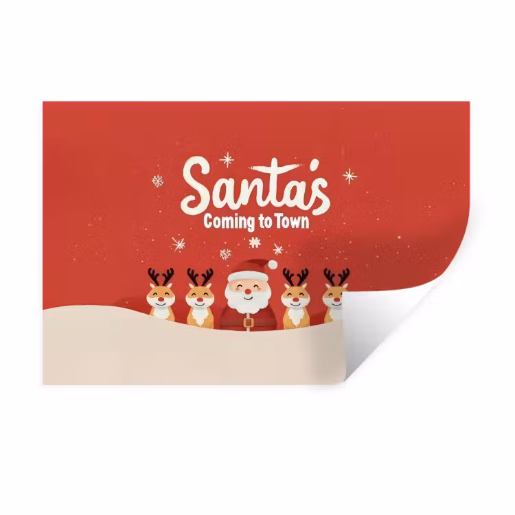 Muursticker - Illustratie - Kerstman - Rendieren - Rood — 1