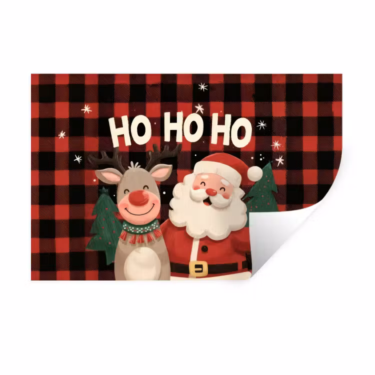 Muursticker - Kerstman - Rendier - Tekst - Rood - Zwart — 1