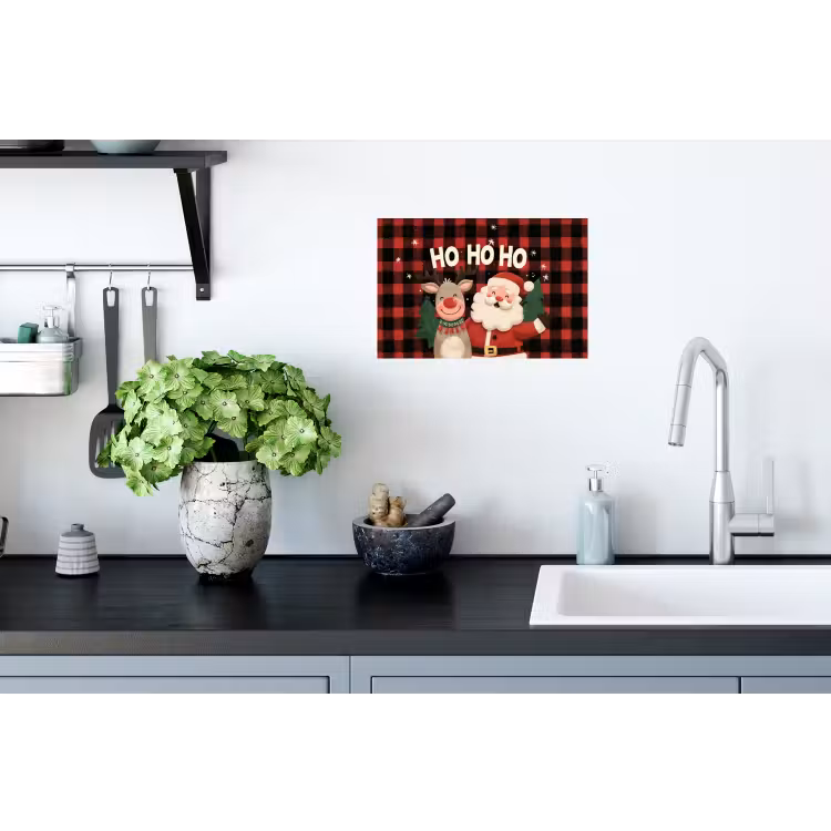 Muursticker - Kerstman - Rendier - Tekst - Rood - Zwart — 2