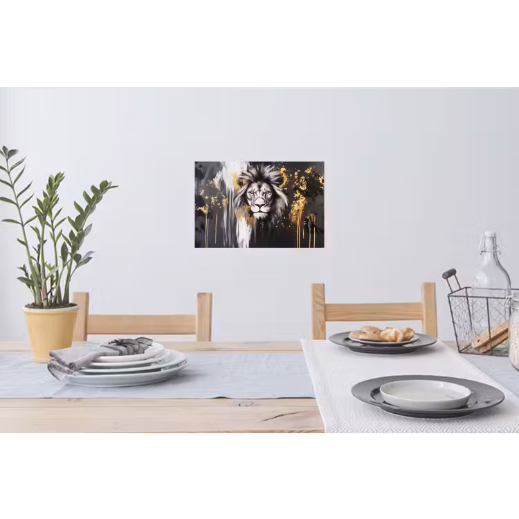 Muursticker - Leeuw - Portret - Verfspatten - Grijs — 3