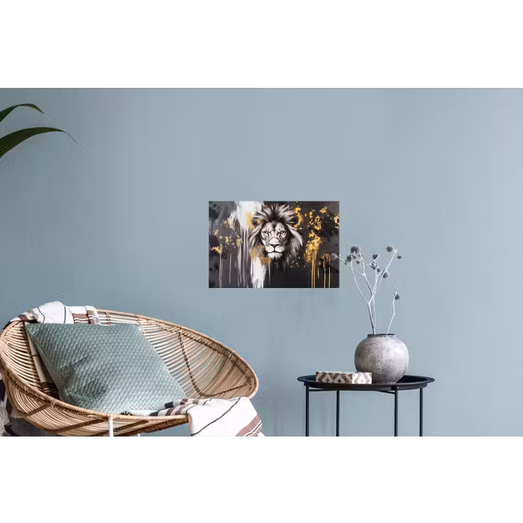 Muursticker - Leeuw - Portret - Verfspatten - Grijs — 4