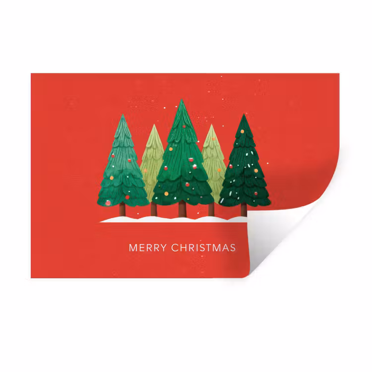 Muursticker - Minimalistisch - Kerstbomen - Rood - Sneeuw — 1