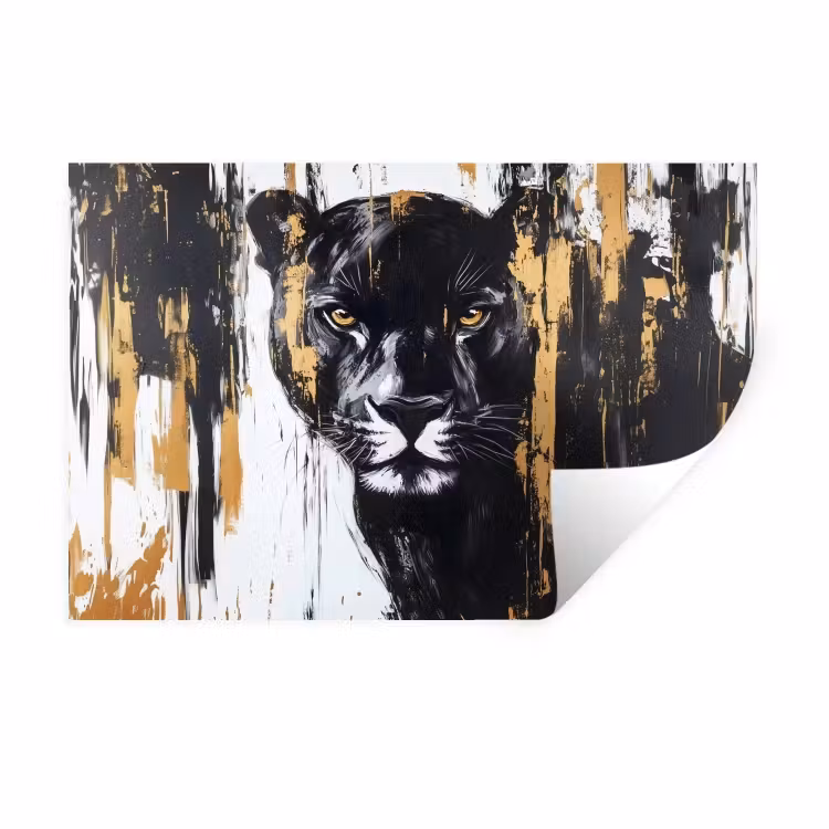 Muursticker - Panter - Zwart - Abstract - Verfstreken — 1