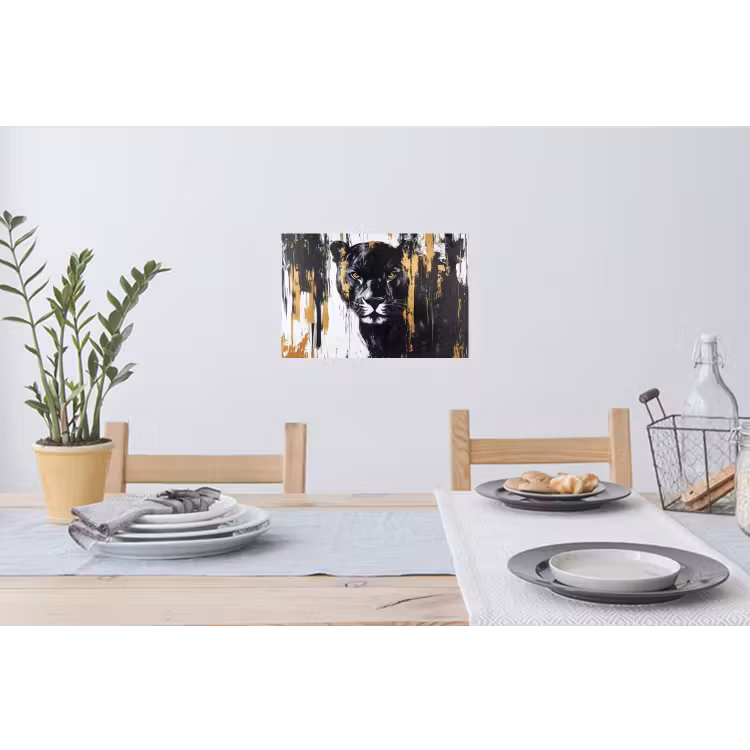 Muursticker - Panter - Zwart - Abstract - Verfstreken — 3