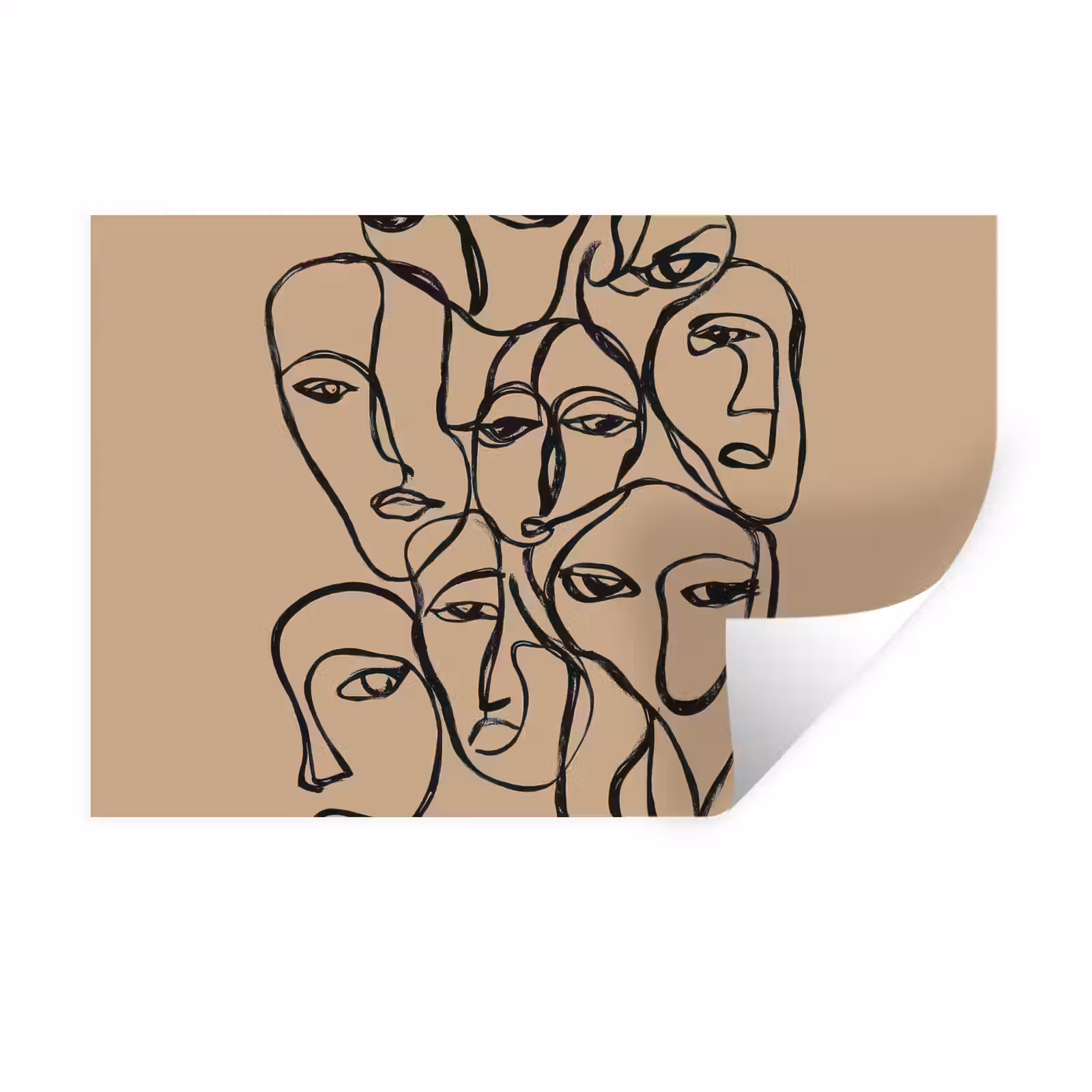 Muursticker - Gezichtenzee - Lijntekening - Abstract — 1
