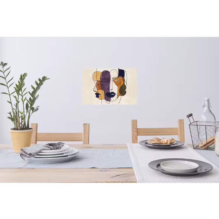 Muursticker - Abstract - Overlappende gezichten - Paars - Donkergroen — 3