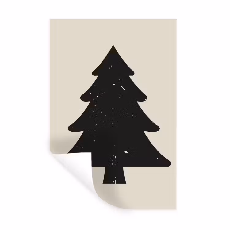 Muursticker - Kerstboom - Zwarte kerstboom - Boom - Japandi — 1