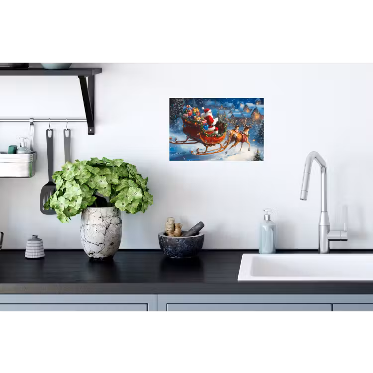 Muursticker - Kerstman - Rendier - Kerst - Sneeuw — 2