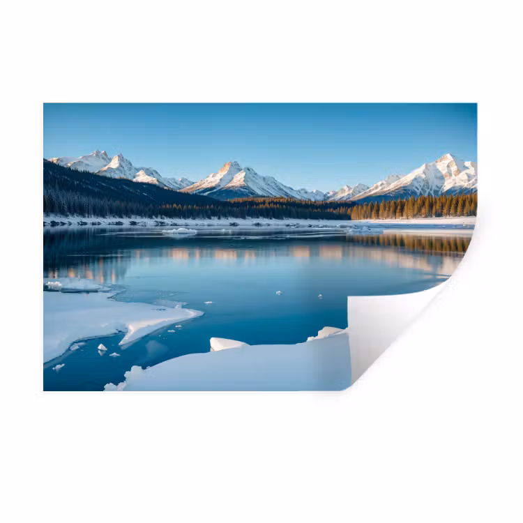 Muursticker - Landschap - Winter - Meer - Bergen - Uitzicht - IJs — 1