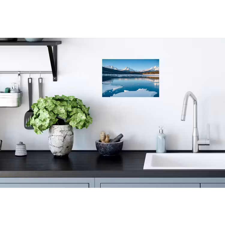 Muursticker - Landschap - Winter - Meer - Bergen - Uitzicht - IJs — 2