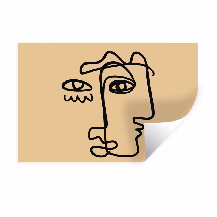 Muursticker - Overlappende profielen - Lichtbruin - Zwart — 1