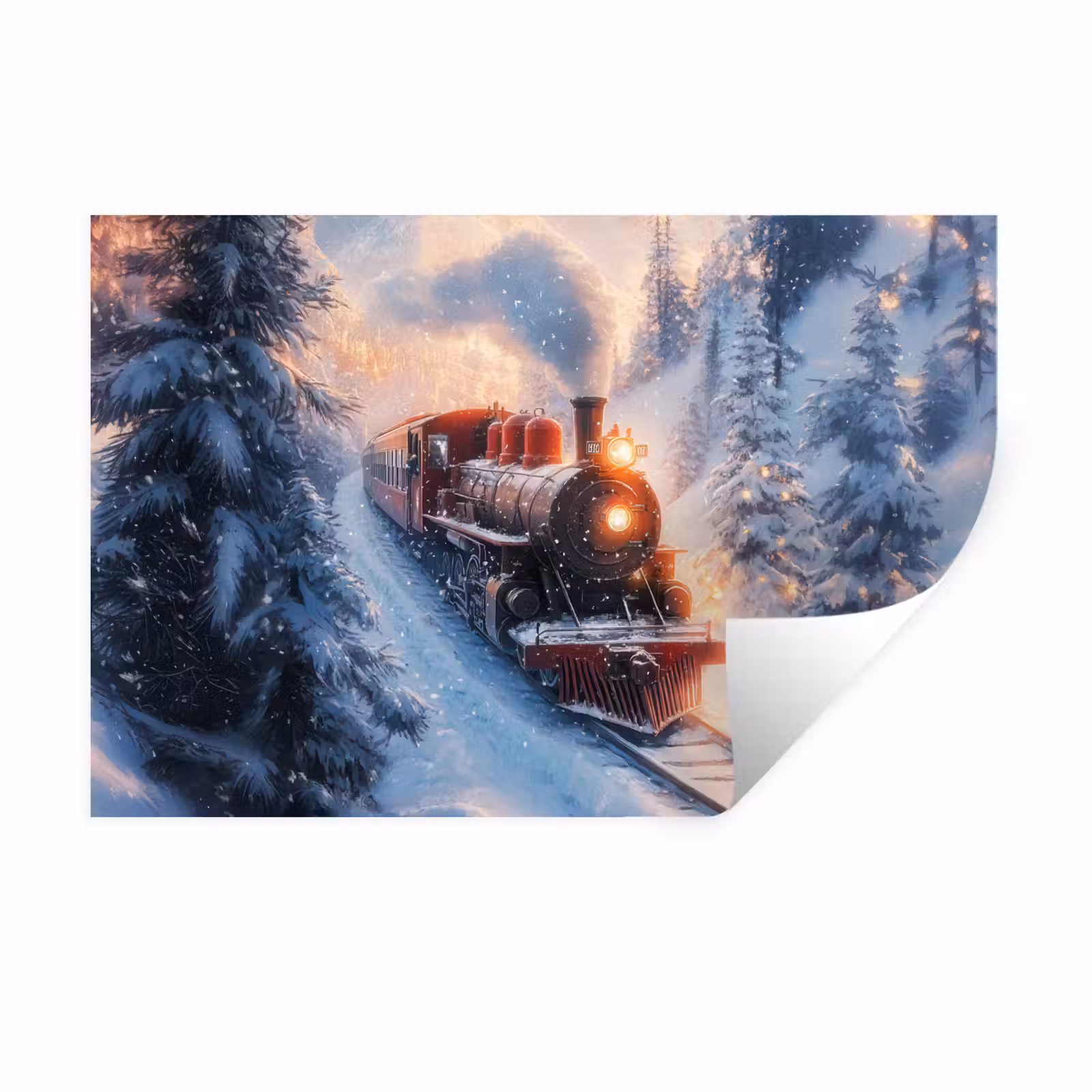 Muursticker - Kersttrein - Sneeuw - Winter - Kerst — 1