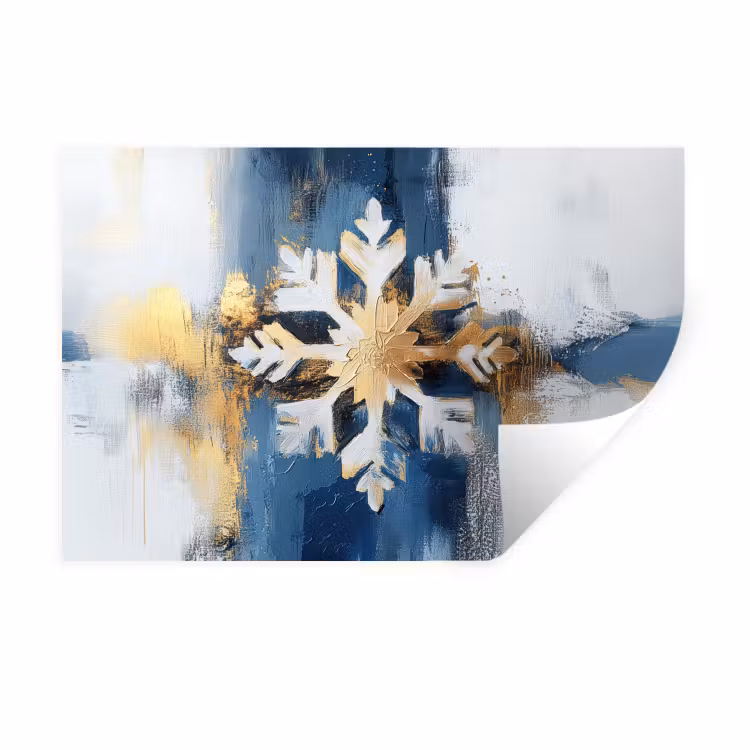 Muursticker - Abstract - Winter - Sneeuwvlok - Sneeuw - Goud — 1