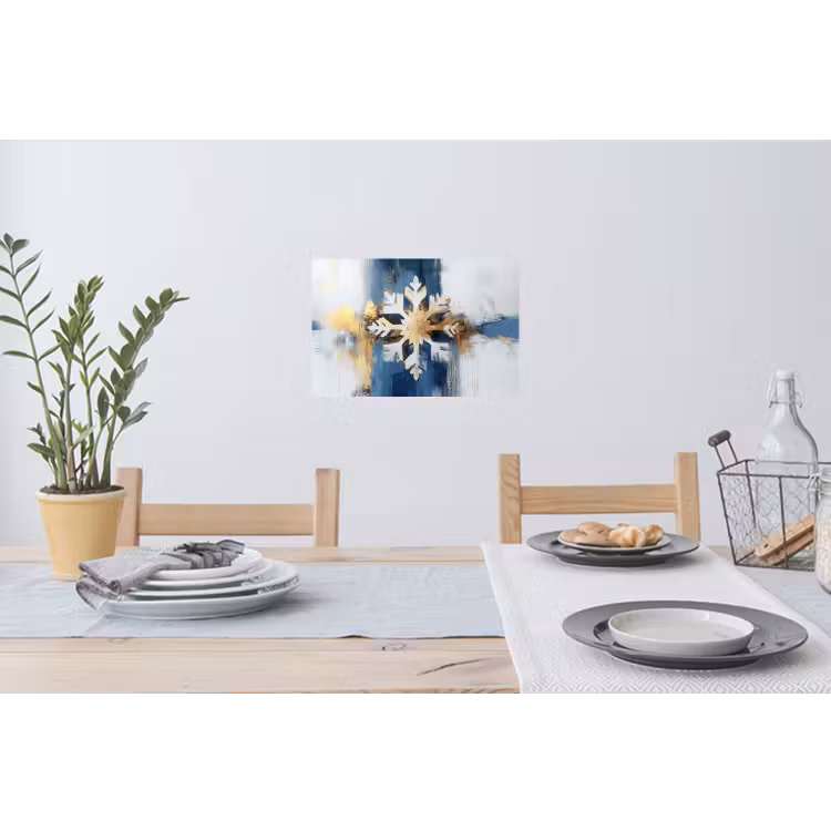 Muursticker - Abstract - Winter - Sneeuwvlok - Sneeuw - Goud — 3