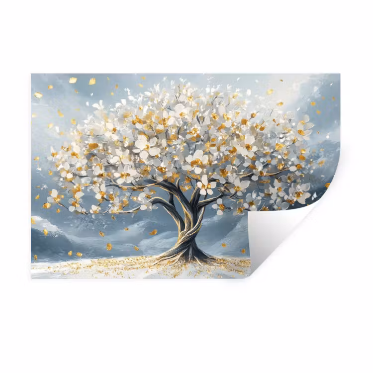 Muursticker - Boom - Winter - Levensboom - Modern - Goud — 1