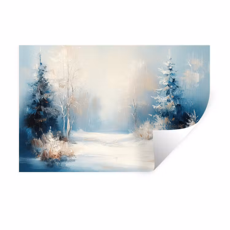 Muursticker - Bos - Winter - Natuur - Abstract - Sneeuw — 1