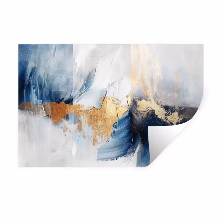 Muursticker - Goud - Blauw - Watercolor - Kunst - Modern — 1