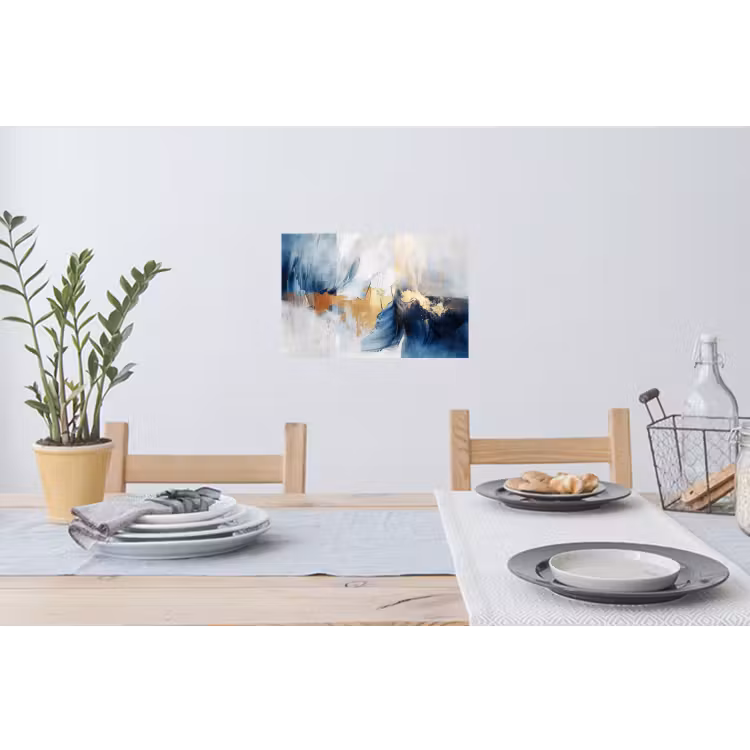 Muursticker - Goud - Blauw - Watercolor - Kunst - Modern — 3