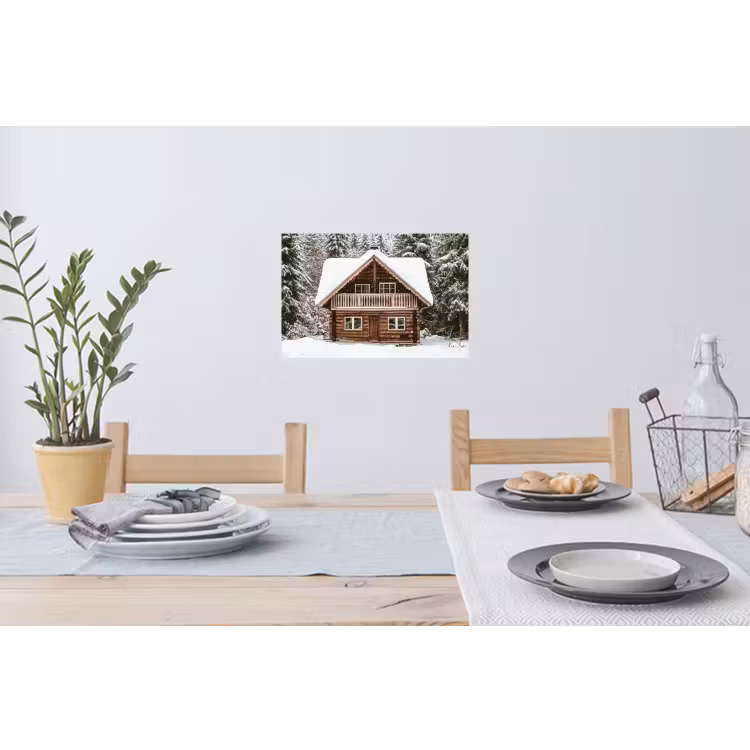 Muursticker - Huis - Bos - Winter - Natuur - Sneeuw — 3