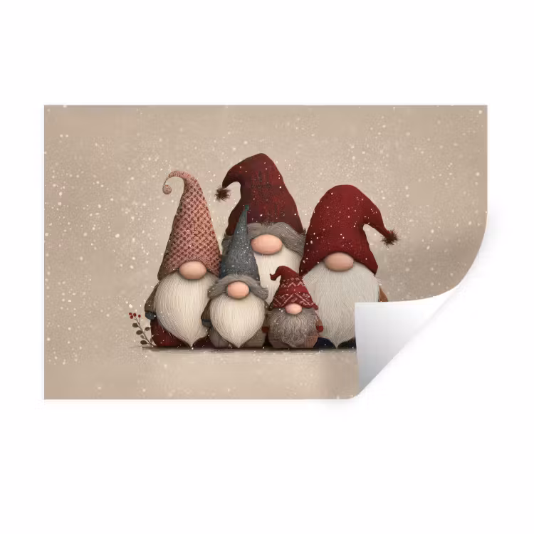 Muursticker - Kabouters - Kerst - Sneeuw - Puntmutsen — 1