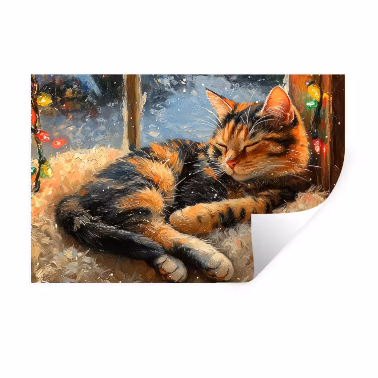 Muursticker - Kat - Kerst - Winter - Dier — 1
